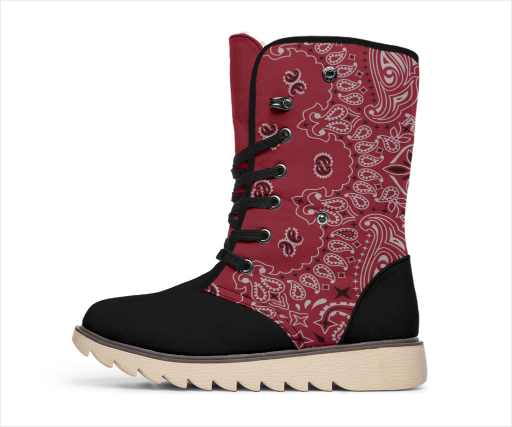 Women's Winter Boots - Bandana3 Maroon & Black