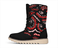 Women's Winter Boot - Black and Red Paisley