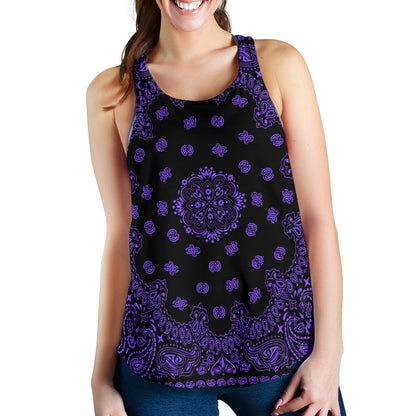 Women's Racerback Tank - Purple on Black
