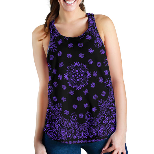 Women's Racerback Tank - Purple on Black