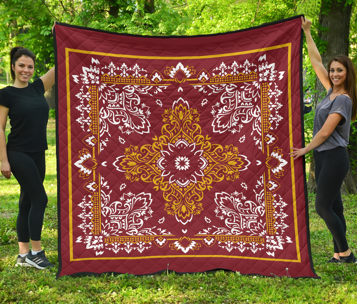 Quilt 3 Gold White Bandana Quilt