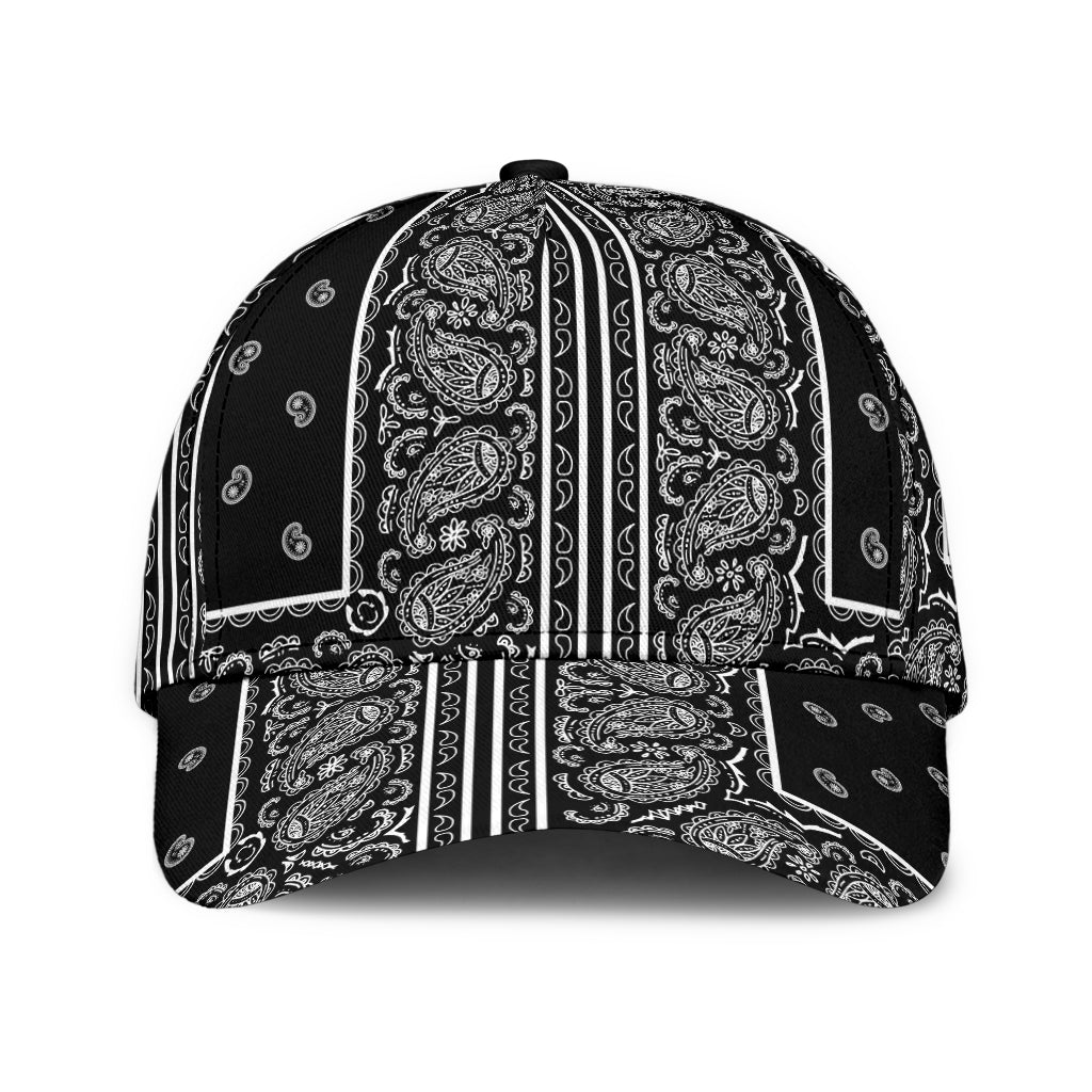 Classic Cap - 6 Square White on Black