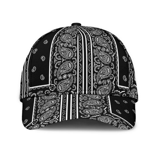 Classic Cap - 6 Square White on Black