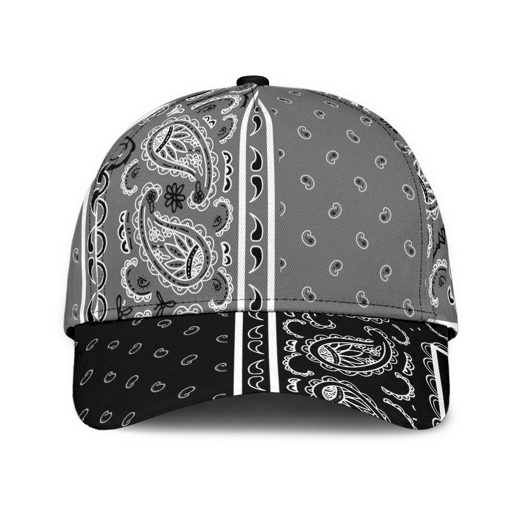 Classic Cap - Gray Bandana Style w Black