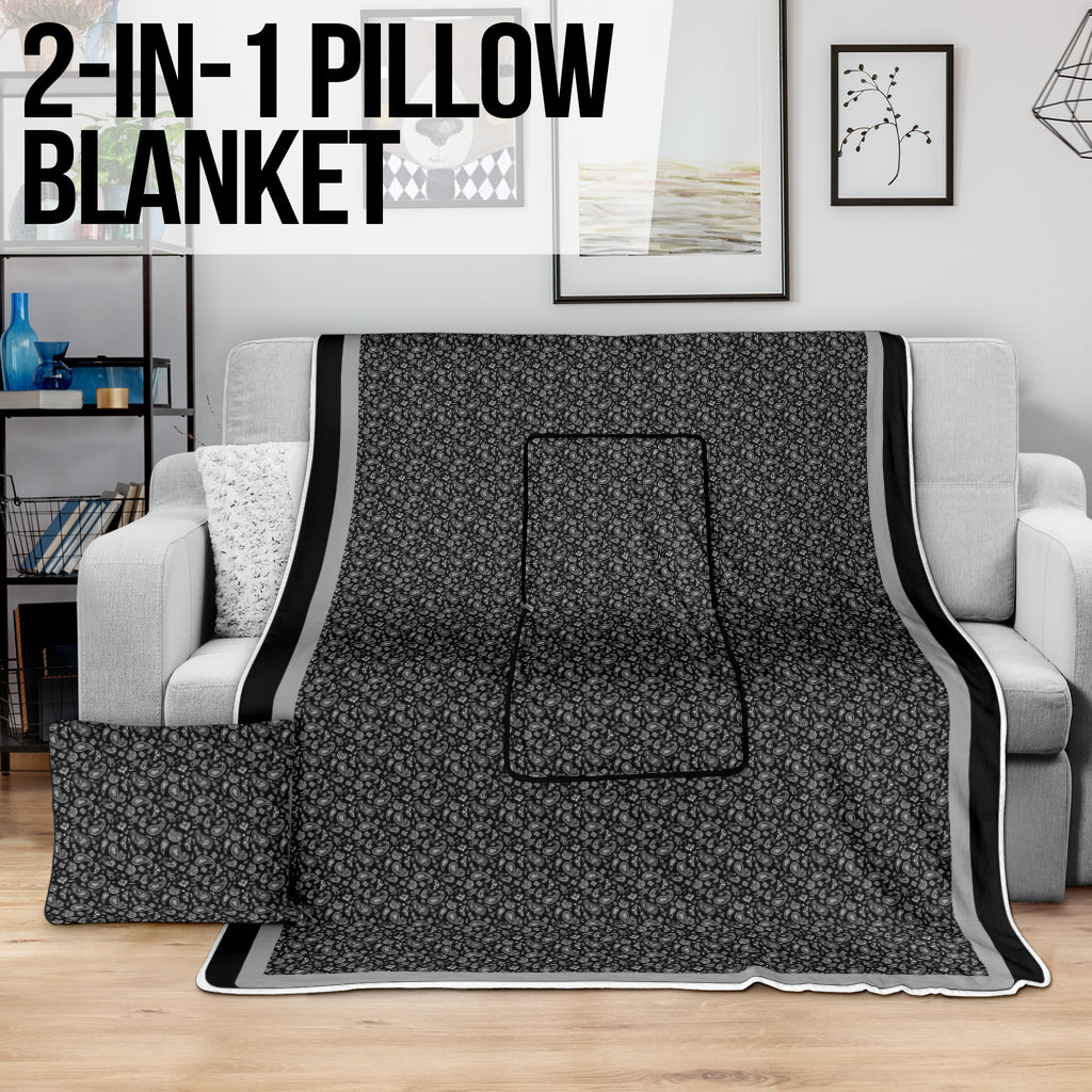 Pillow Blanket - Black with Gray