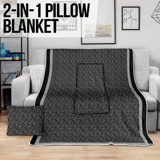 Pillow Blanket - Black with Gray
