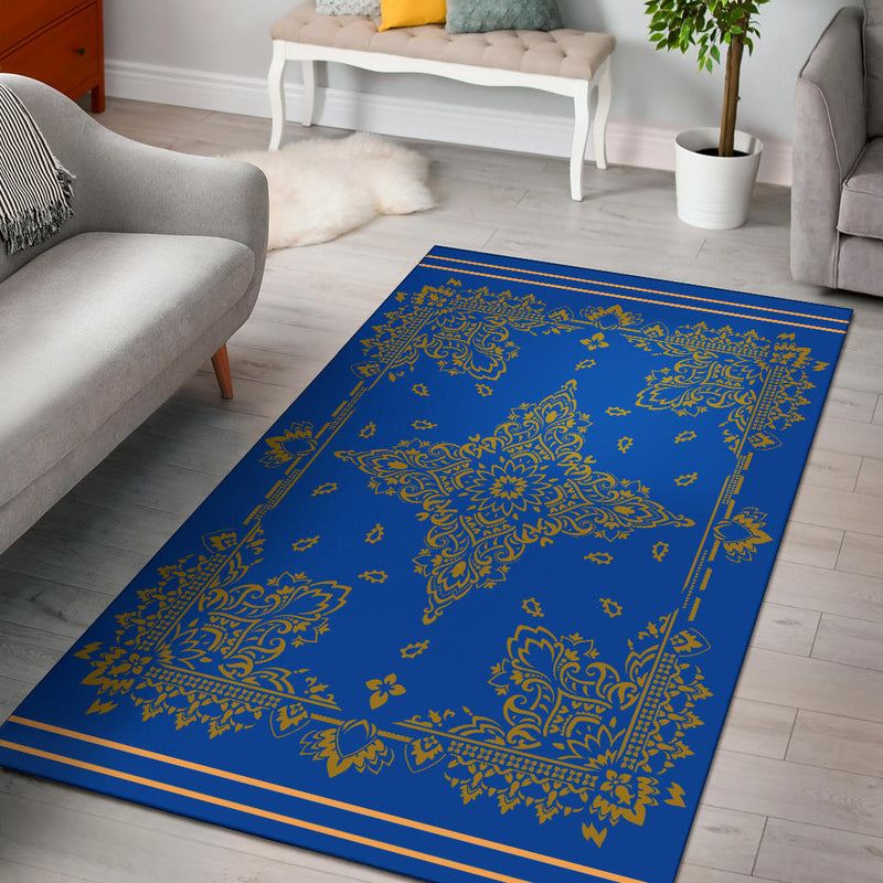 Area Rug Two - Gold on Cobalt