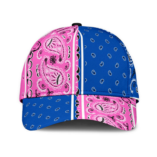 Classic Cap - Bandana Style Pink Blue Panels