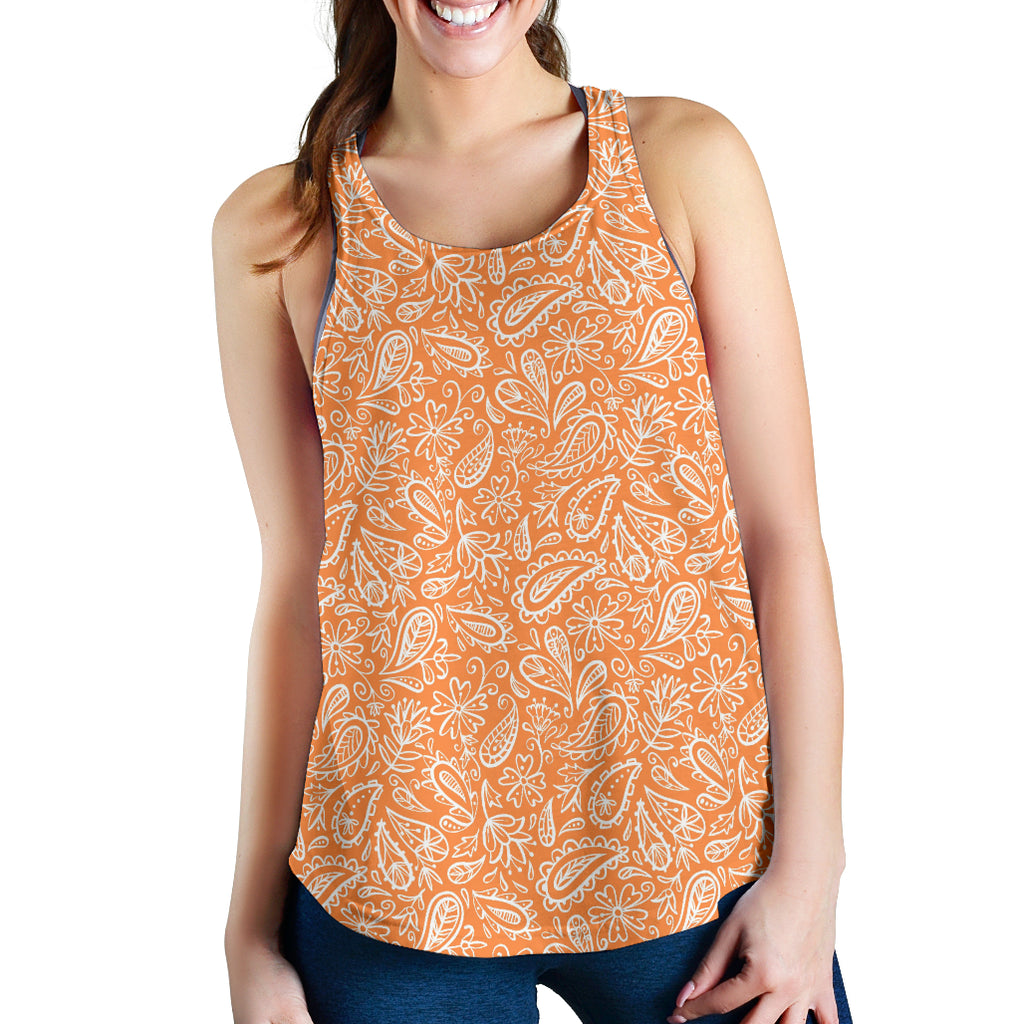 Women's Racerback Tank - White on Orange