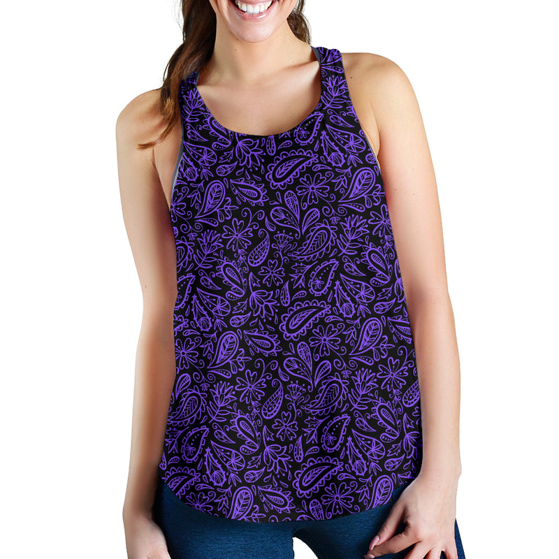 Women's Racerback Tank - Purple on Black