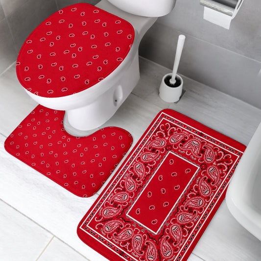 Bathroom Set - Red Bandana 3 Pieces