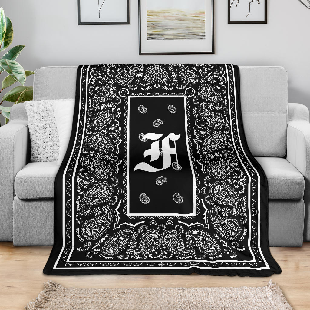 Black Ultra Plush Bandana Blanket - F oe