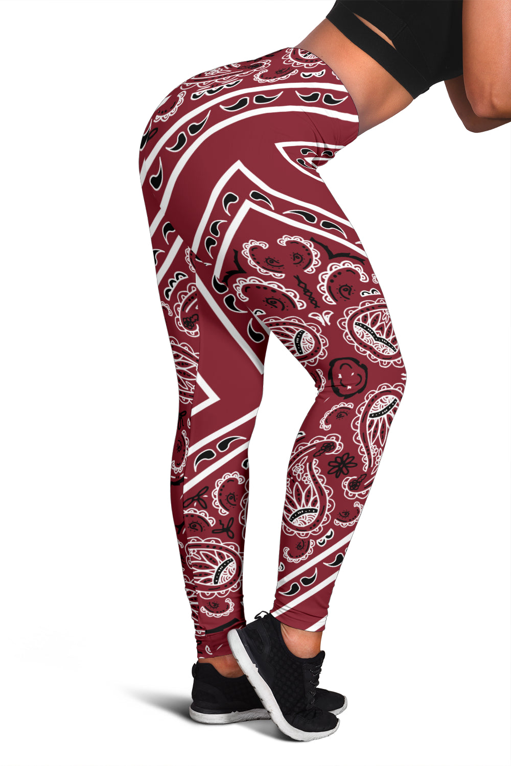 Women's Leggings - Maroon Total Bandana