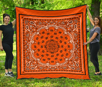 Quilt 2 Black White on Orange Black Sq