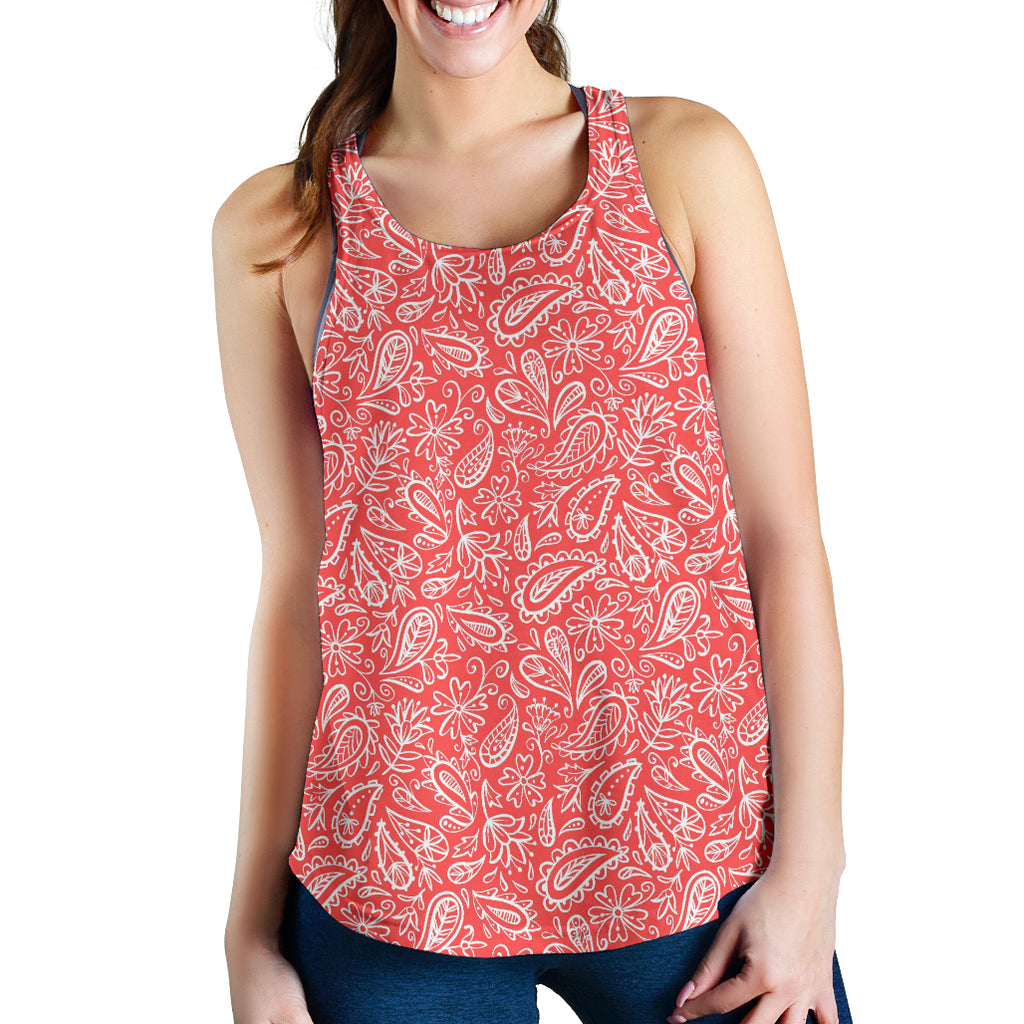 Women's Racerback Tank - Coral and White