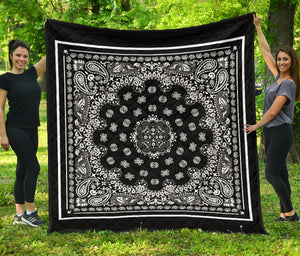 Quilt 2 - White Bandana Style on Black Squared