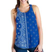 Women's Racerback Tank - Offset White on Cobalt