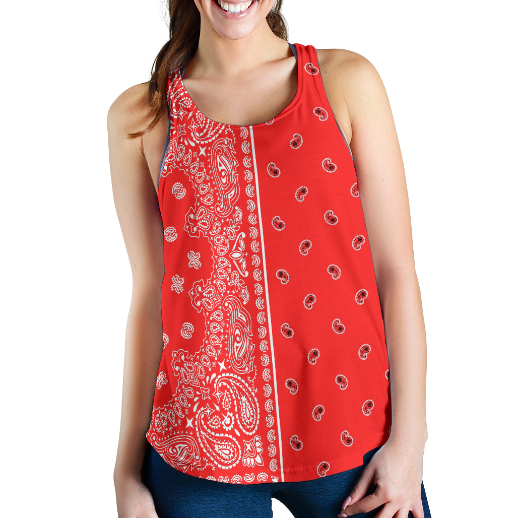 Women's Racerback Tank - Offset White on Red