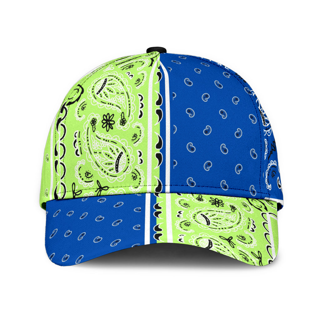 Classic Cap - Bandana Style Lime Cobalt Panels