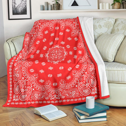 Ultra Plush 2 White on Red Bandana Throw Blanket