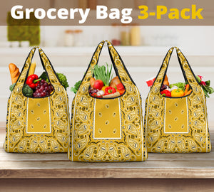 Grocery Bags - Gold OG Bandana 3 Pack