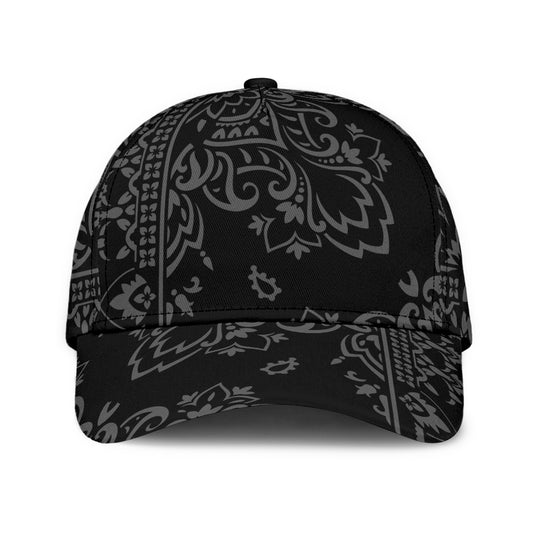 Classic Cap 3 - Gray on Black Bandana All Over Design