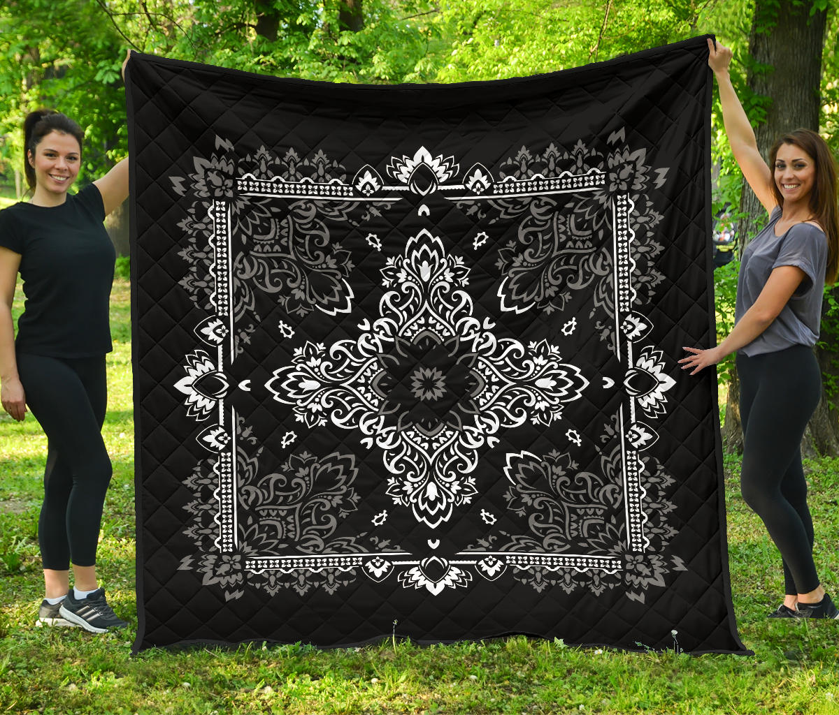 Quilt 3 - Gray White Bandana Quilt
