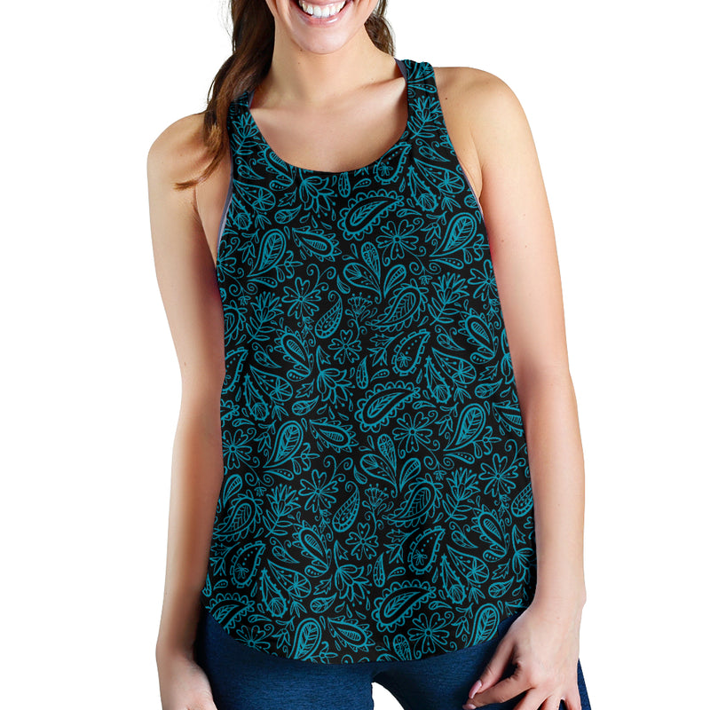 Women's Racerback Tank - Teal on Black