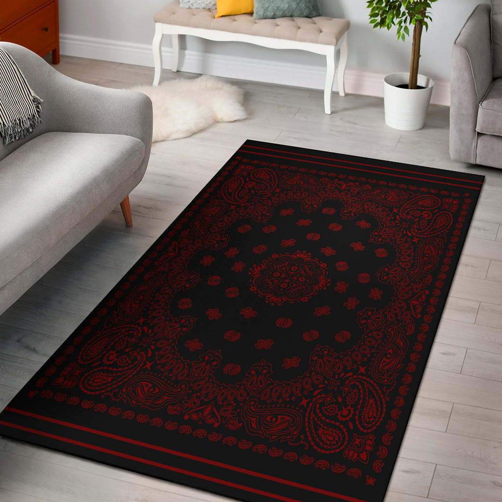 Area Rug One - Maroon on Black