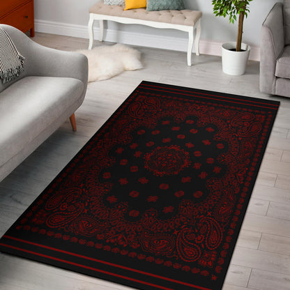 Area Rug One - Maroon on Black