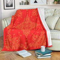 Ultra Plush 3 Orange on Red Bandana Throw Blanket