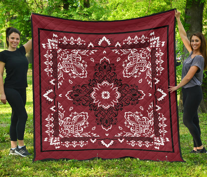 Quilt 3 Black White Maroon Bandana Quilt
