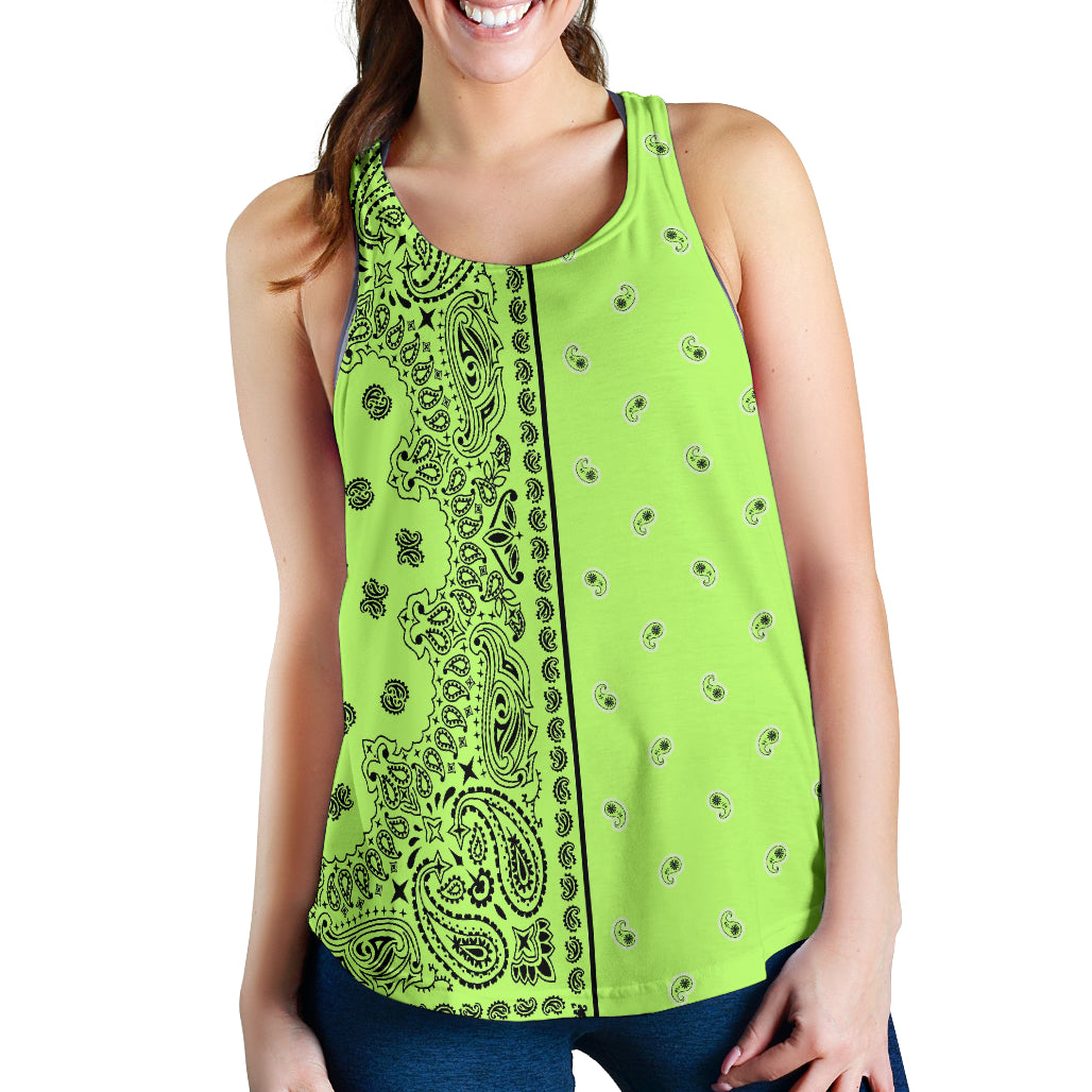 Women's Racerback Tank - Offset Black on LIme