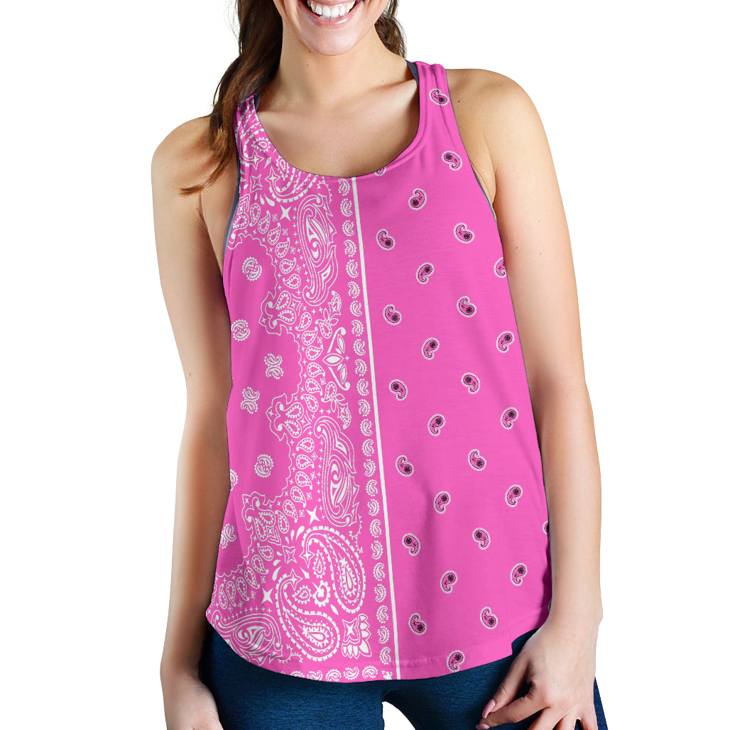 Women's Racerback Tank - Offset White on Pink
