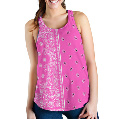 Women's Racerback Tank - Offset White on Pink