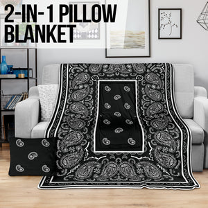 Pillow Blanket - Traditional Black and White