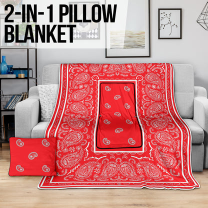 Pillow Blanket - Traditional Red and White