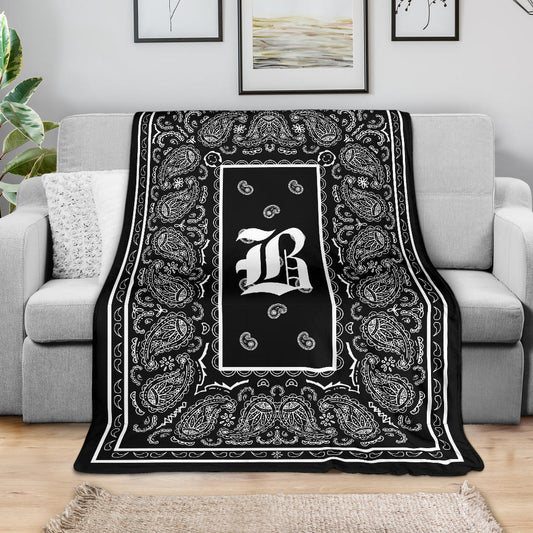 Black Ultra Plush Bandana Blanket - B oe