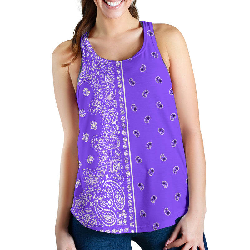 Women's Racerback Tank - Offset White on Purple