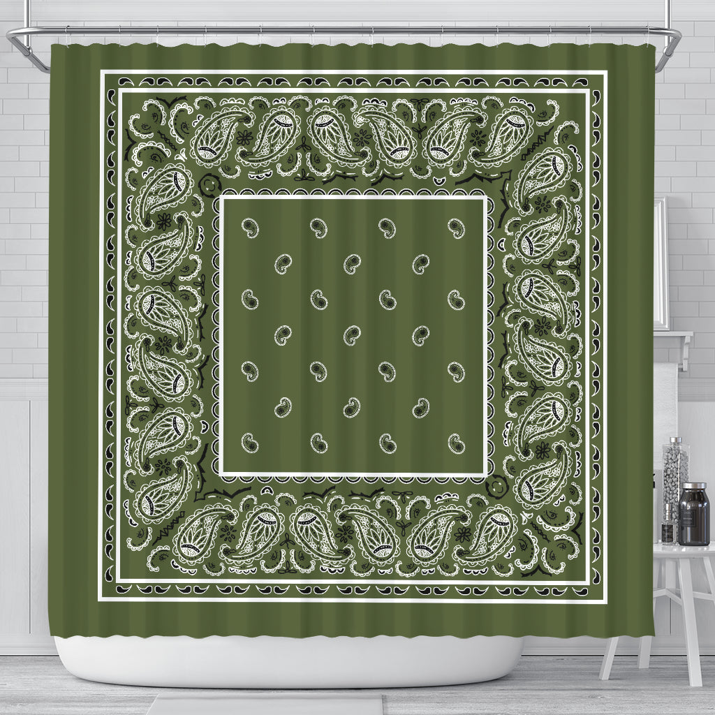 Shower Curtain - Classic Army Green Original Bandana