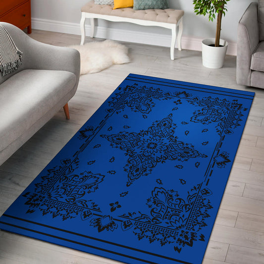 Area Rug Two - Black on Cobalt