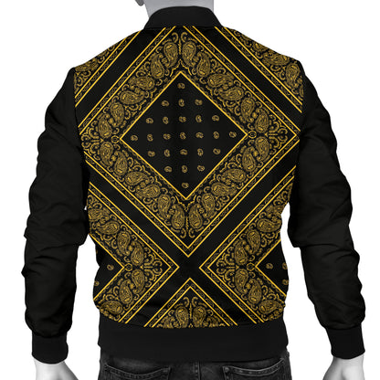 Men’s Yellow X Bandana Bomber Jacket – Premium Bandana Print Streetwear