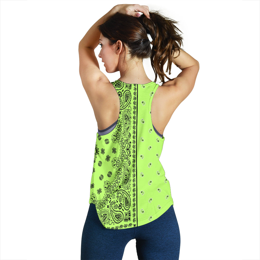 Women's Racerback Tank - Offset Black on LIme