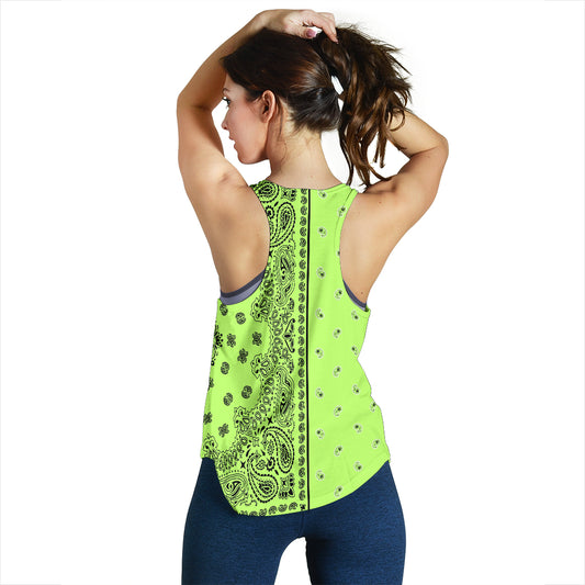 Women's Racerback Tank - Offset Black on LIme