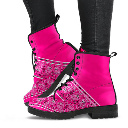 Flying V Leather Bandana Boot - Ultra Pink