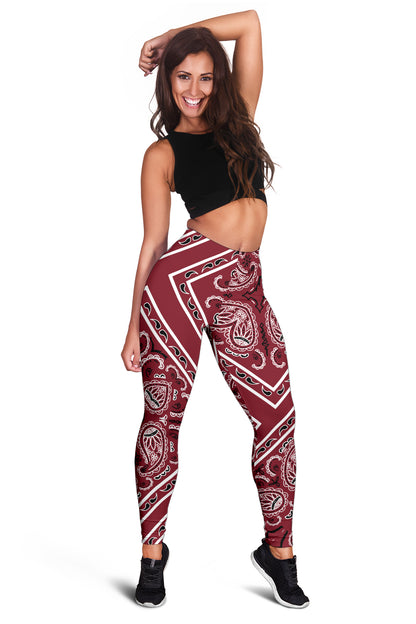Women's Leggings - Maroon Total Bandana