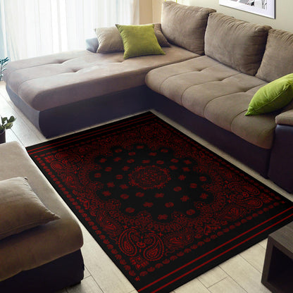 Area Rug One - Maroon on Black