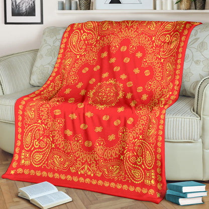 Ultra Plush 2 Yellow on Red Bandana Throw Blanket