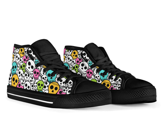 High Top Sneakers - Kawaii Style Skulls
