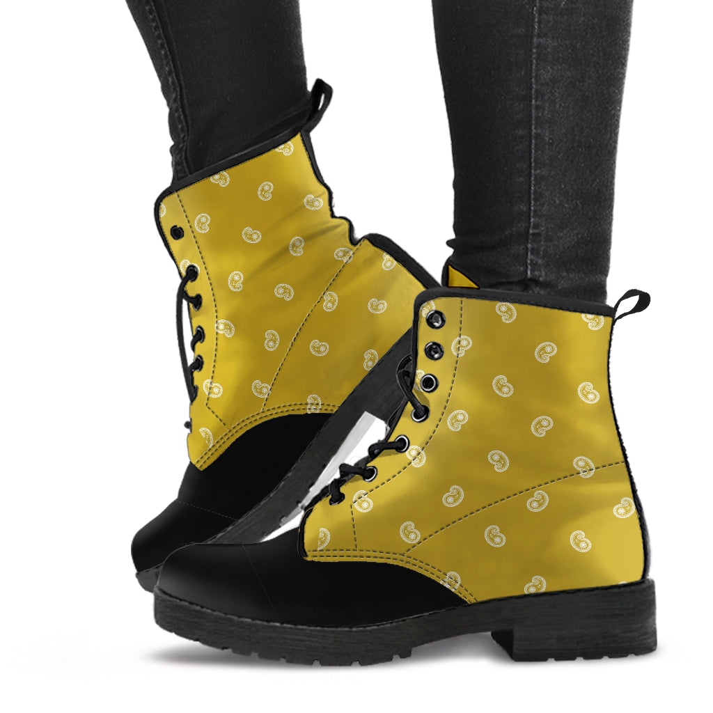 Men's Leather Bandana Boot -Black/Gold